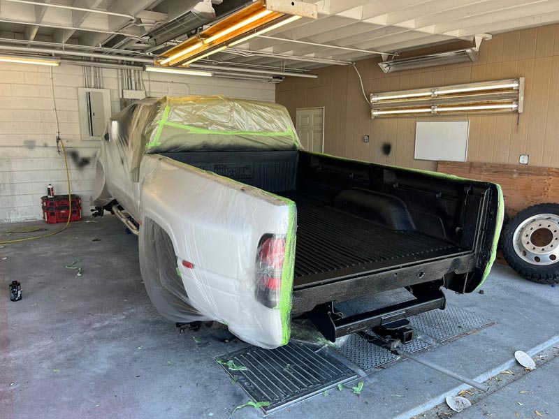 Professional spray painting in progress