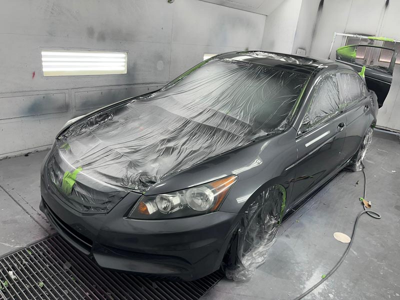 Honda Accord gray paint application and masking process