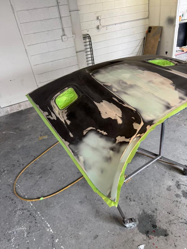 Initial hood preparation with masking
