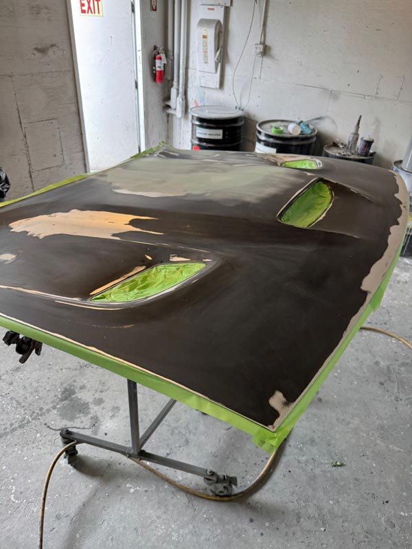 Hood surface prep and masking work