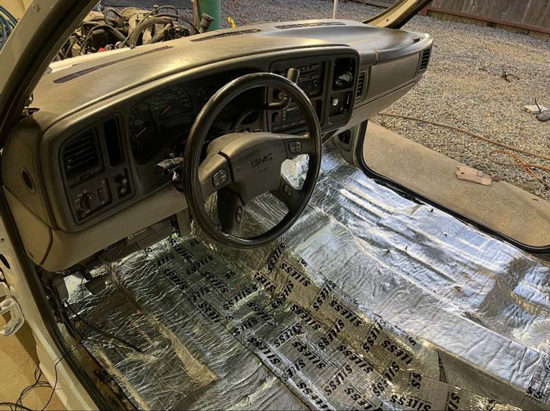 Complete interior insulation and GMC dashboard view